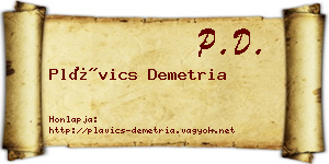 Plávics Demetria névjegykártya